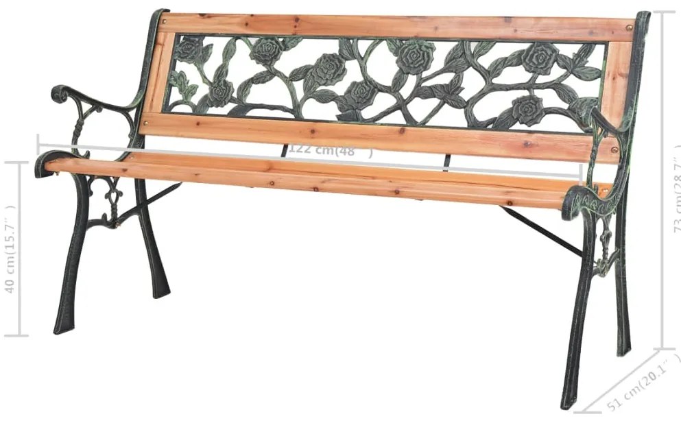 vidaXL Παγκάκι Κήπου 122 εκ. Ξύλινο