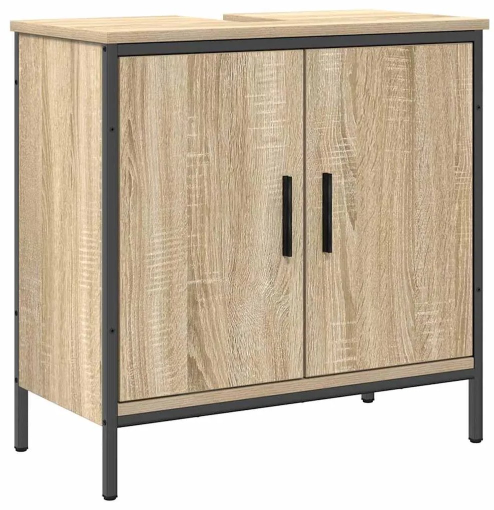 vidaXL Σετ Επίπλων Μπάνιου με ράφι 3 pcs Καφέ Επεξεργασμένο ξύλο