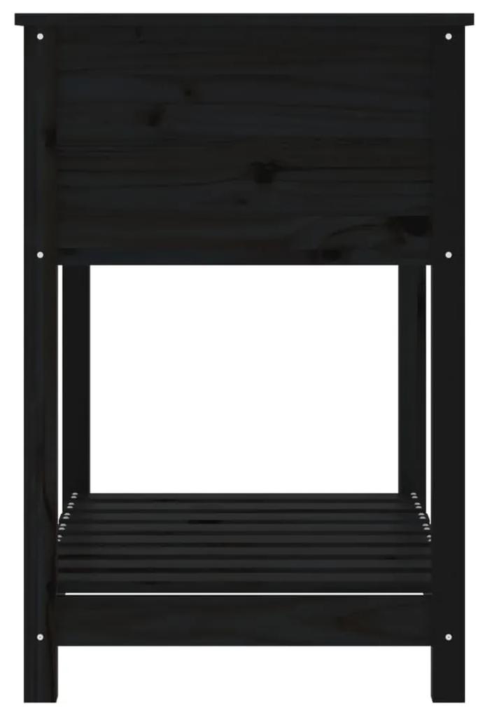 vidaXL Ζαρντινιέρα με Ράφι Μαύρη 82,5 x 54 x 81 εκ. Μασίφ Ξύλο Πεύκου