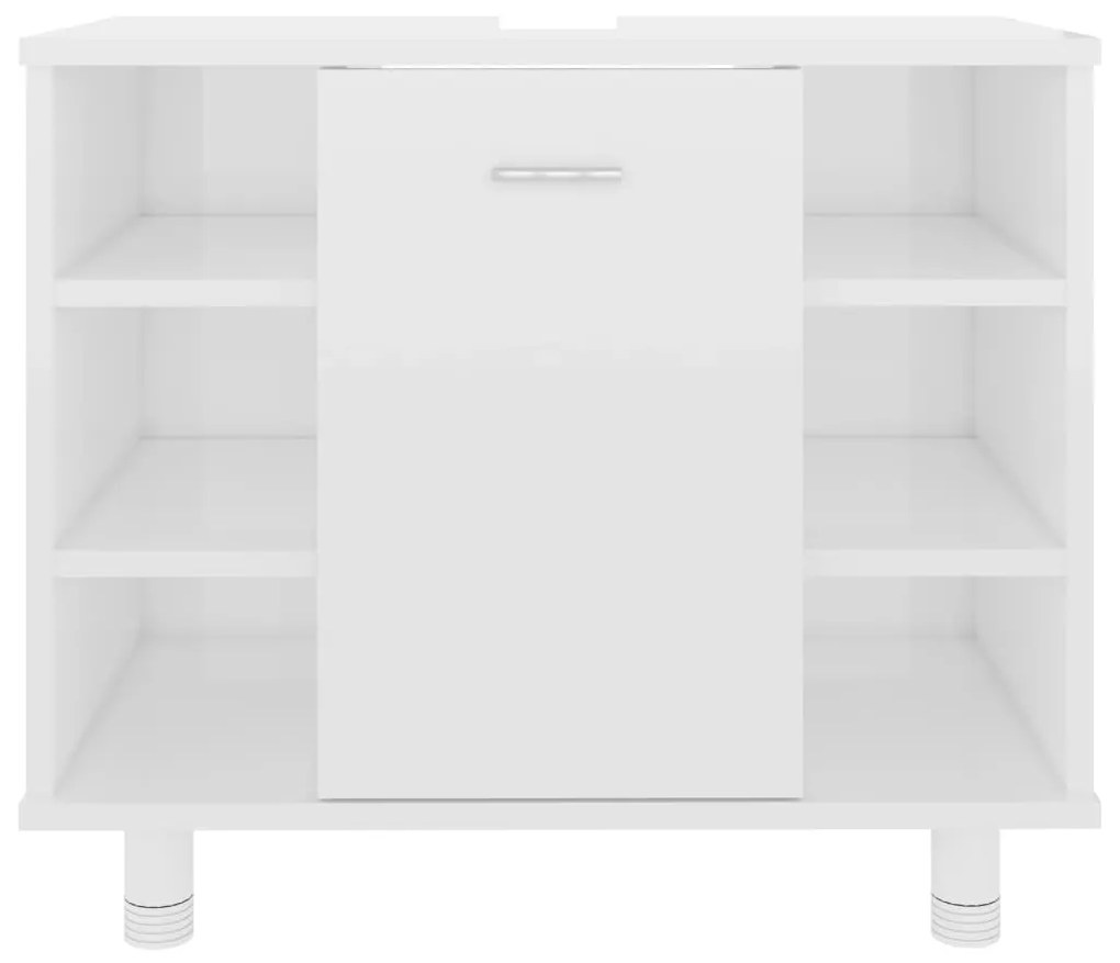 vidaXL Ντουλάπι Νιπτήρα Γυαλιστερό Λευκό 60x32x53,5 εκ. Επεξ. Ξύλο