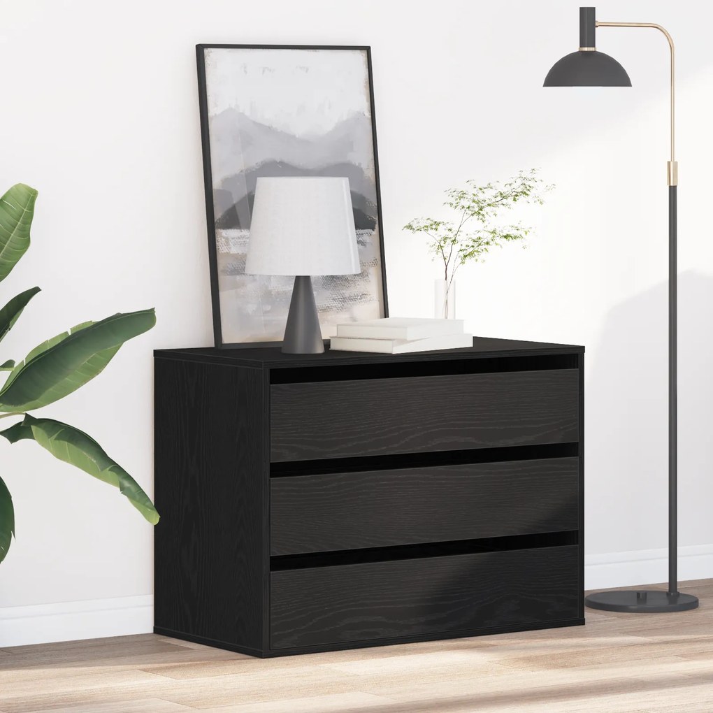 vidaXL Γωνιακό Κουτί Συρταριών Μαύρη Δρυς 80x41x58 εκ Επεξεργασμένο Ξύλο