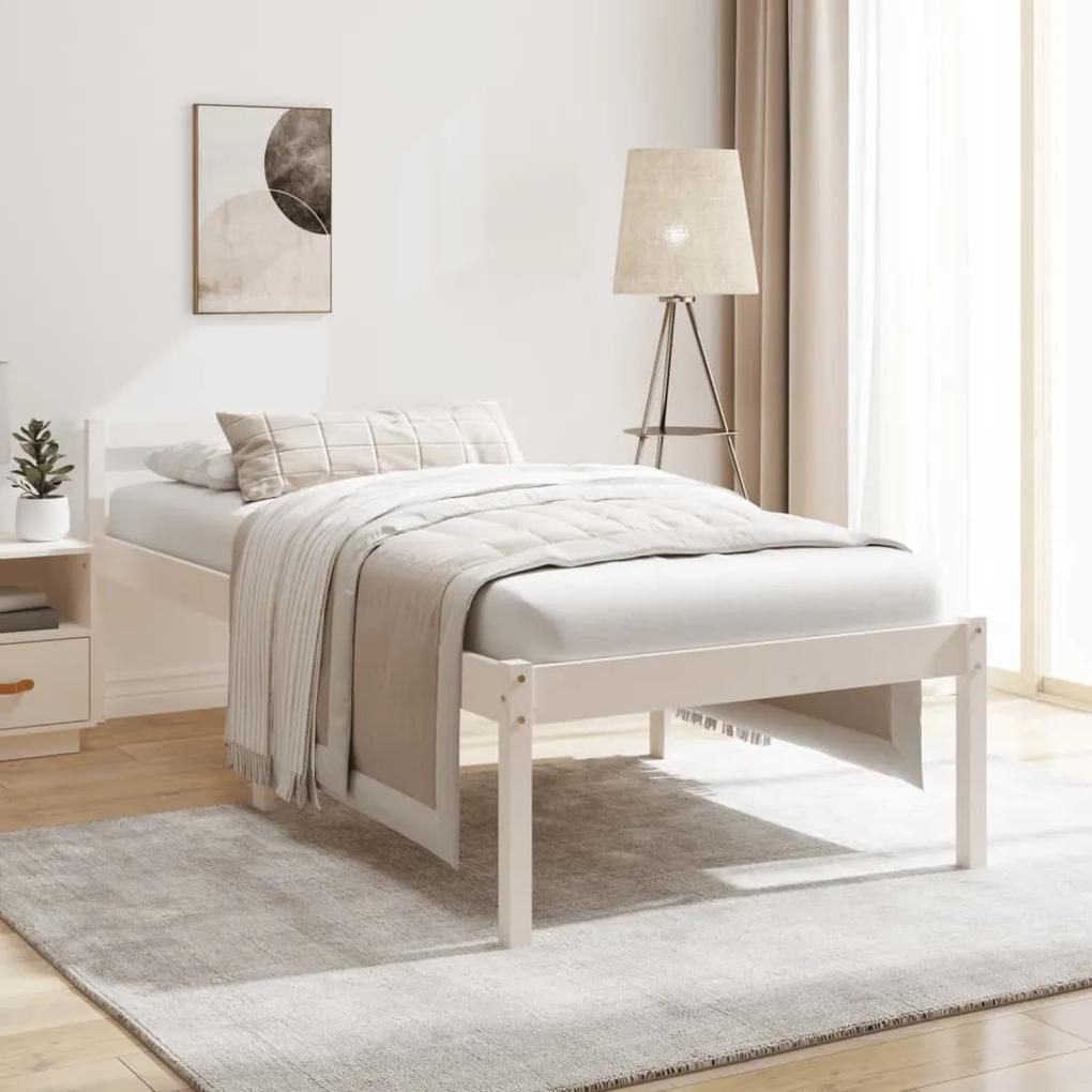 Κρεβάτι Ηλικιωμένων Λευκό 75x190 εκ Μασίφ Πεύκο Small Single