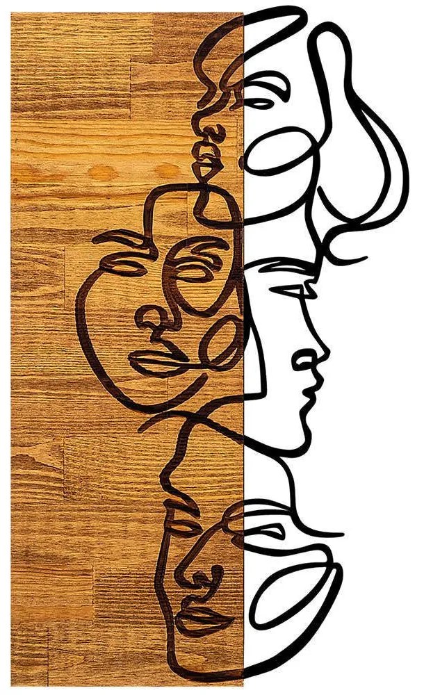 Διακοσμητικό Τοίχου Faces 899SKL2220 30x3x50cm Light Walnut-Black Wallity Μέταλλο,Ξύλο