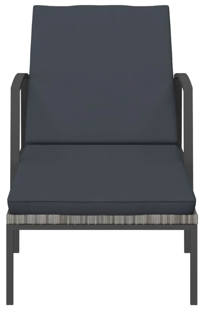 vidaXL Ξαπλώστρα Κήπου Γκρι από Συνθετικό Ρατάν με Μαξιλάρι