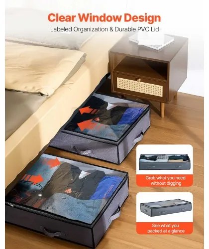 VEVOR Under Bed Storage 90L Stackable Shoe Organization Box with Clear Lid 6Pack