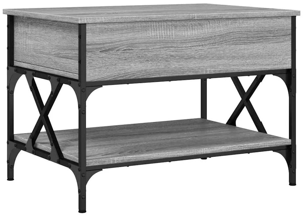 vidaXL Τραπεζάκι Σαλονιού Γκρι Sonoma 70x50x50 εκ. Επεξ. Ξύλο/Μέταλλο