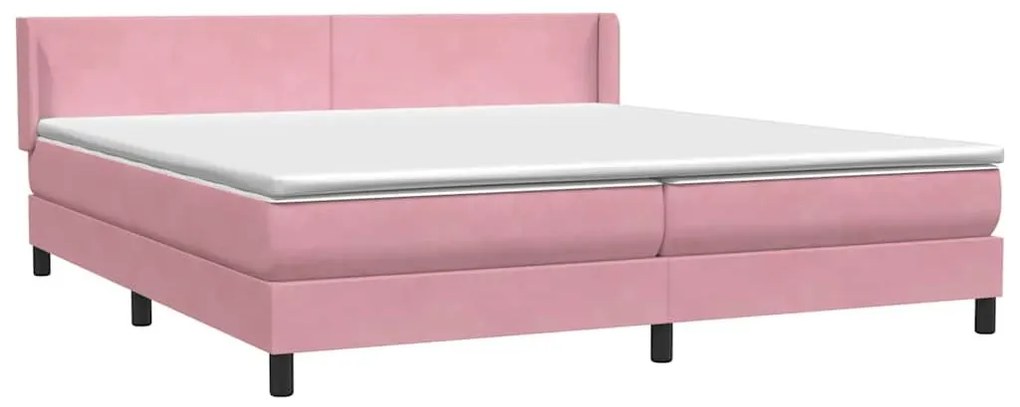 Box Spring κρεβάτι με στρώμα ροζ 200x220 cm Βελούδινο - Ροζ