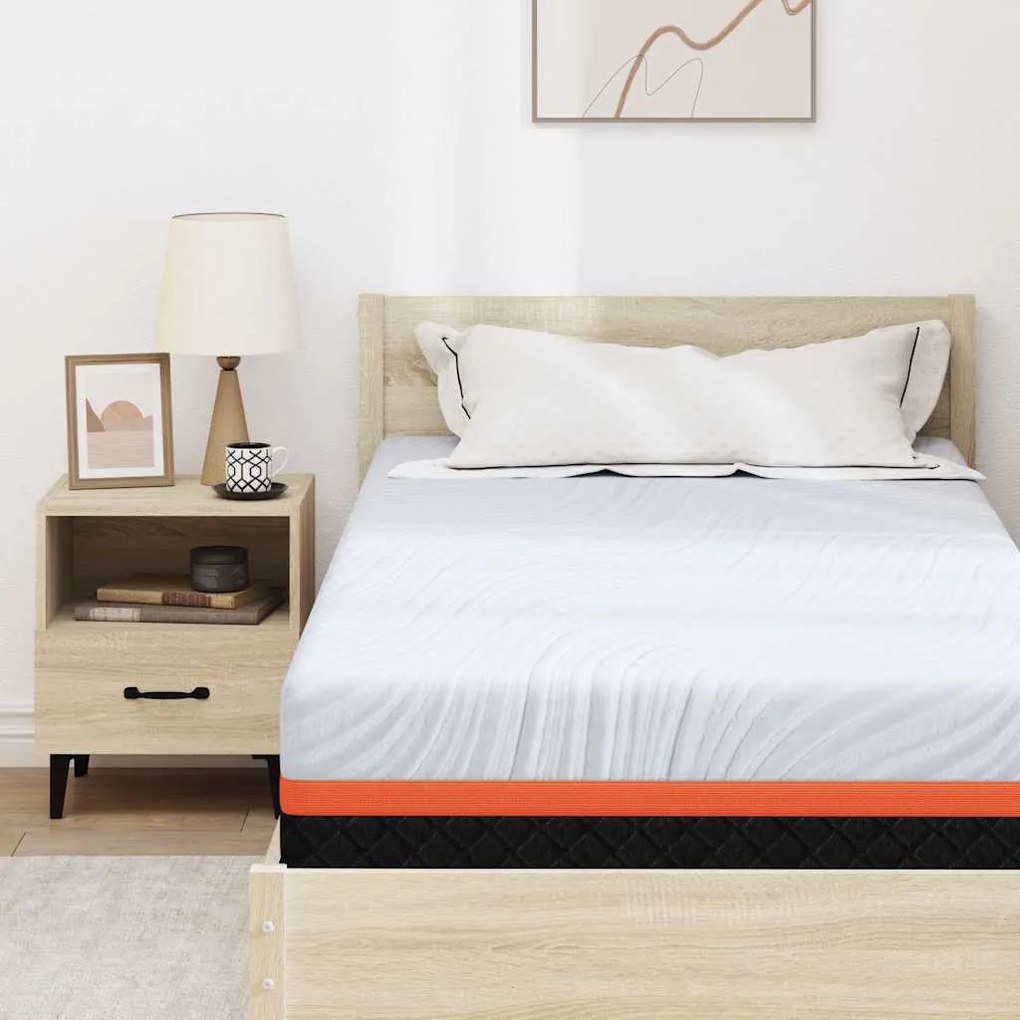 vidaXL Στρώμα Λευκό και Γκρι 90 x 200 cm Αφρός Μνήμης