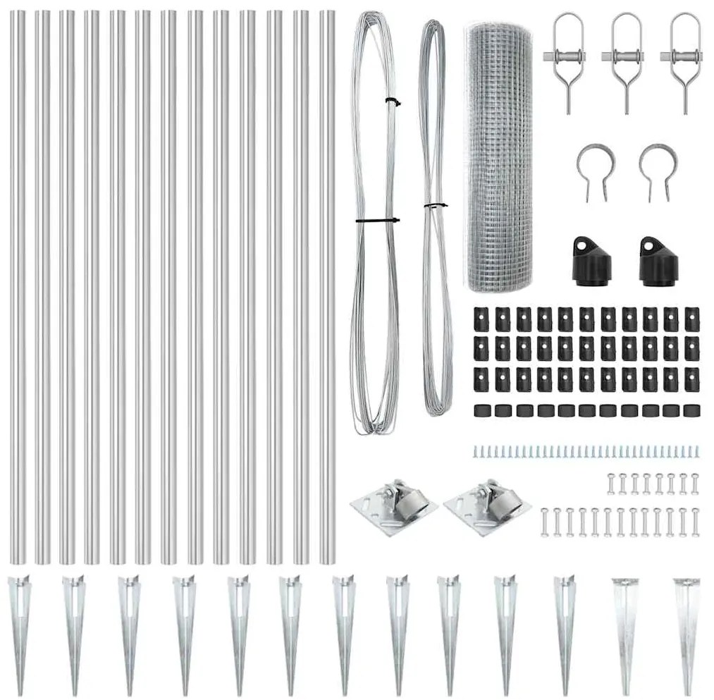 vidaXL Στύλος Περιφράξεων Ασημί 25 x 0,5 μ (12 x 12 mm πλέγμα) Ατσάλι