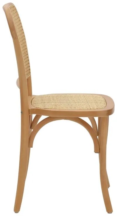 Καρέκλα Kalliope φυσικό ξύλο οξιάς-φυσικό rattan 45x50x89εκ