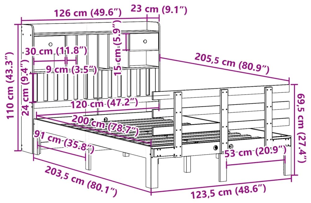 ΚΡΕΒΑΤΙ ΒΙΒΛΙΟΘΗΚΗ ΧΩΡΙΣ ΣΤΡΩΜΑ 120X200 ΕΚ ΜΑΣΙΦ ΞΥΛΟ ΠΕΥΚΟΥ 3322813