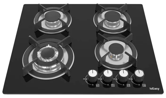 IsEasy MGBG-604B εστία αερίου τεσσάρων ζωνών με γυάλινο πάνελ
