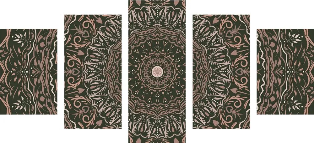 Εικόνα 5 μερών Mandala σε στυλ vintage - 100x50