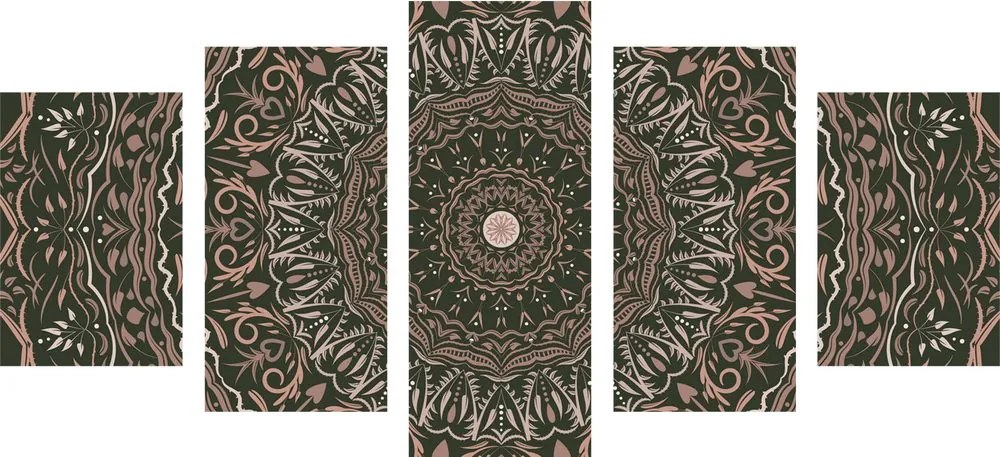 Εικόνα 5 μερών Mandala σε στυλ vintage - 200x100