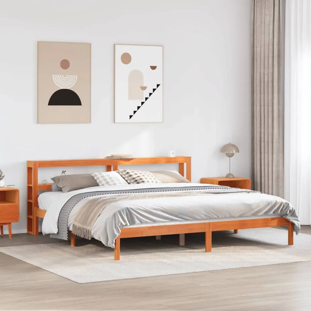vidaXL Πλαίσιο Κρεβατιού με Κεφαλάρι 200x200 εκ Μασίφ Ξύλο Πεύκου