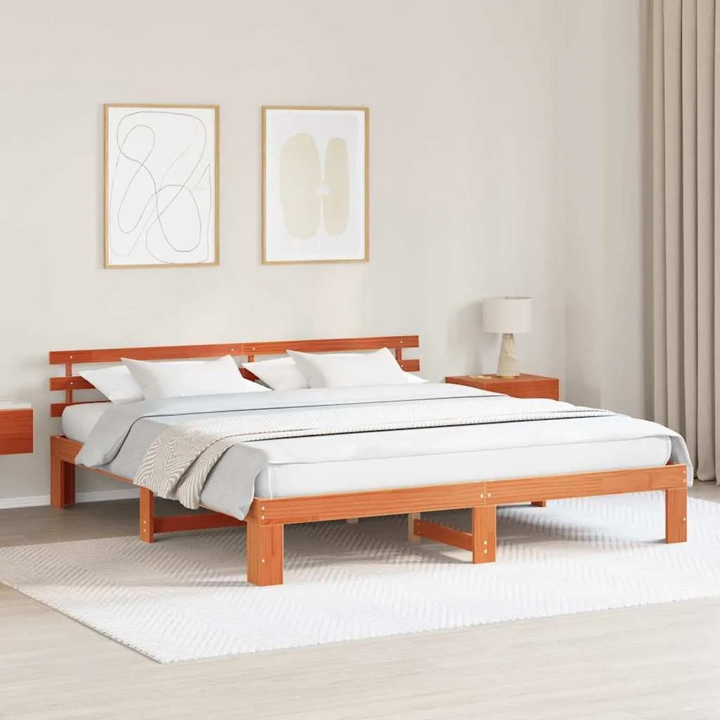 vidaXL Σκελετός Κρεβατιού Καφέ 180 x 200 cm Μασίφ ξύλο πεύκου