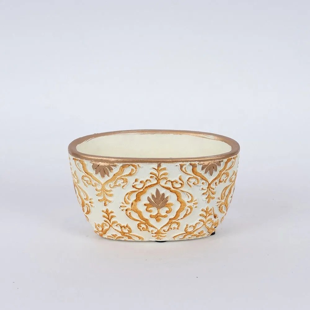 Κασπώ Τσιμεντένιο 752-18051 18x10.5x10cm Creame-Gold Estheti Home Τσιμέντο