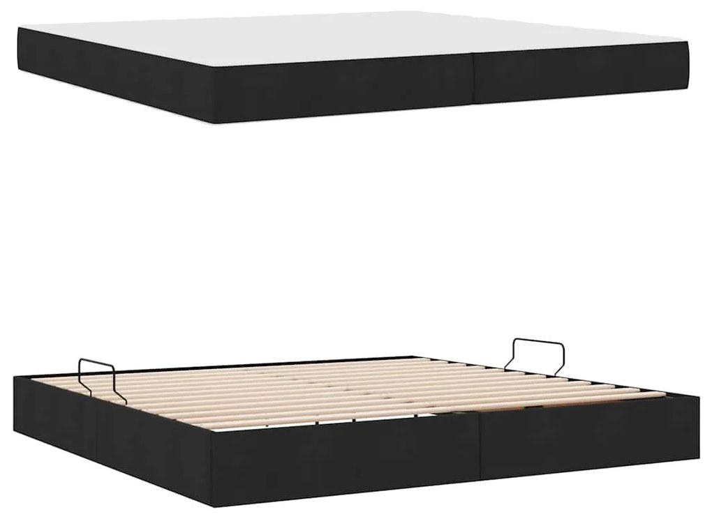 vidaXL Κρεβάτι με αποθηκευτικό χώρο και στρώμα Μαύρο 200 x 200 cm