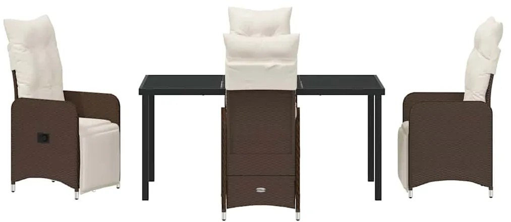 vidaXL Σέτ φαγητού για κήπο με μαξιλάρι 5 pcs Καφέ Πολυ ράταν