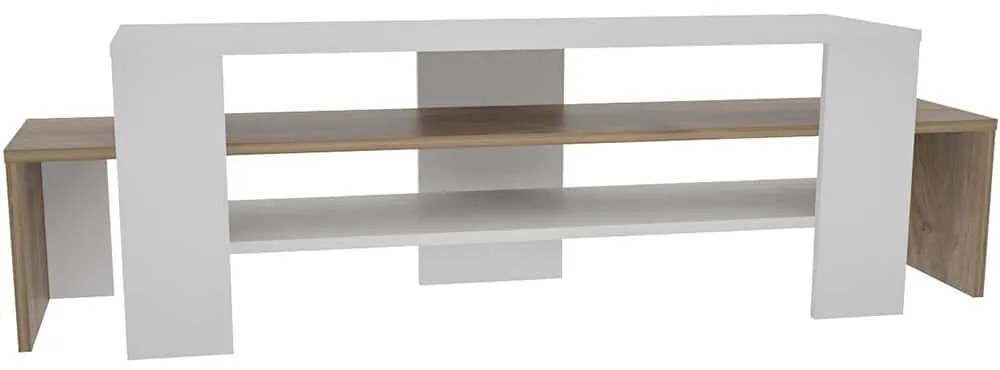 Έπιπλο Τηλεόρασης Lenora 875ZNA4601 150x35x45cm White-Walnut