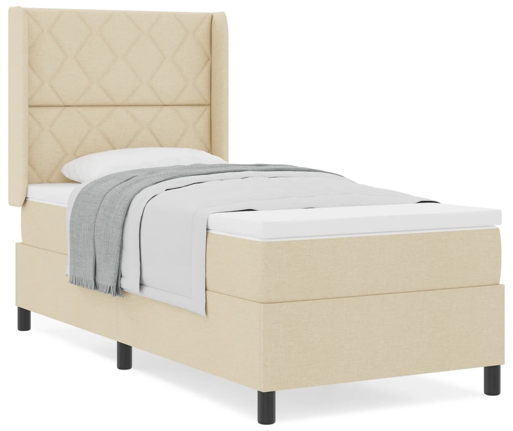vidaXL Κρεβάτι με Στρώμα Κρέμ 90x200 cm Υφάσματος