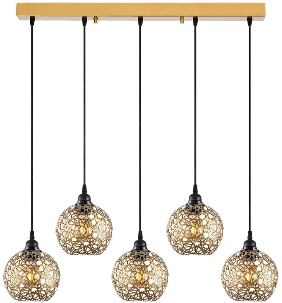 Φωτιστικό Οροφής - Ράγα Fellini 527ABY3202 100x17x119cm 5xE27 40W Gold Opviq