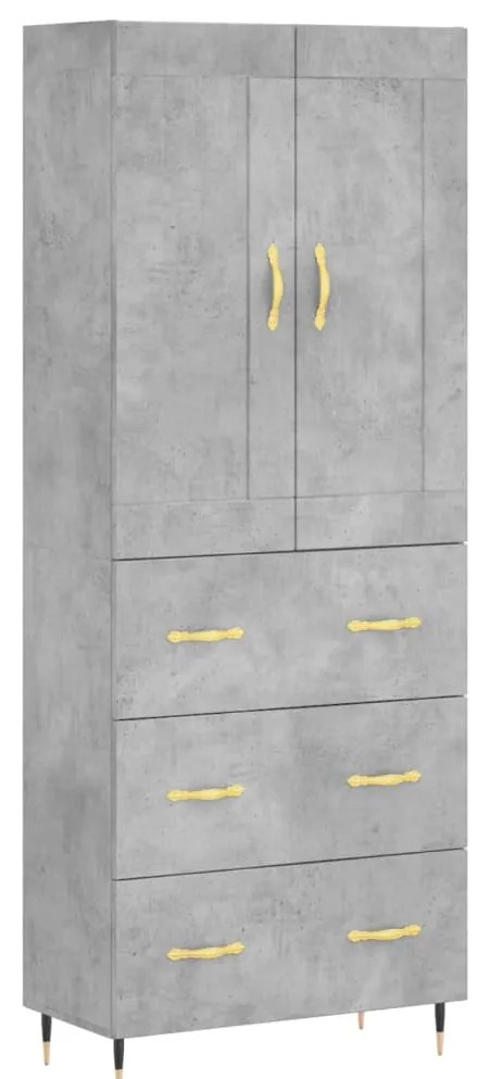 vidaXL Ντουλάπι Γκρι Σκυροδέματος 69,5x34x180 εκ. Επεξεργασμένο Ξύλο