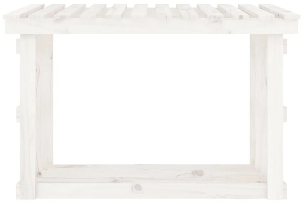 Ραφιέρα Καυσόξυλων Λευκό 108x64,5x77 εκ. από Μασίφ Ξύλο Πεύκου