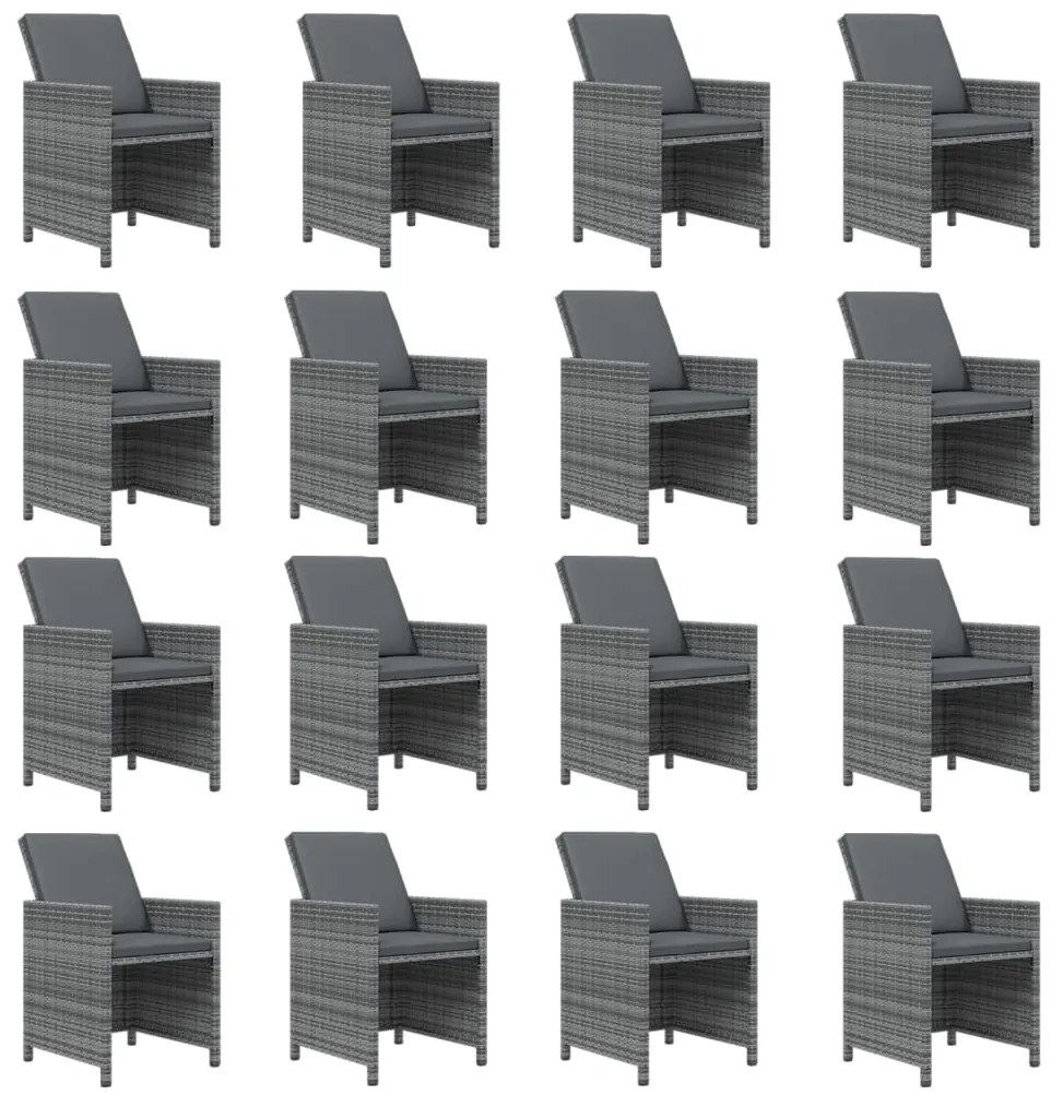 vidaXL Σετ Τραπεζαρίας Κήπου 21 τεμ. Γκρι Συνθ. Ρατάν με Μαξιλάρια