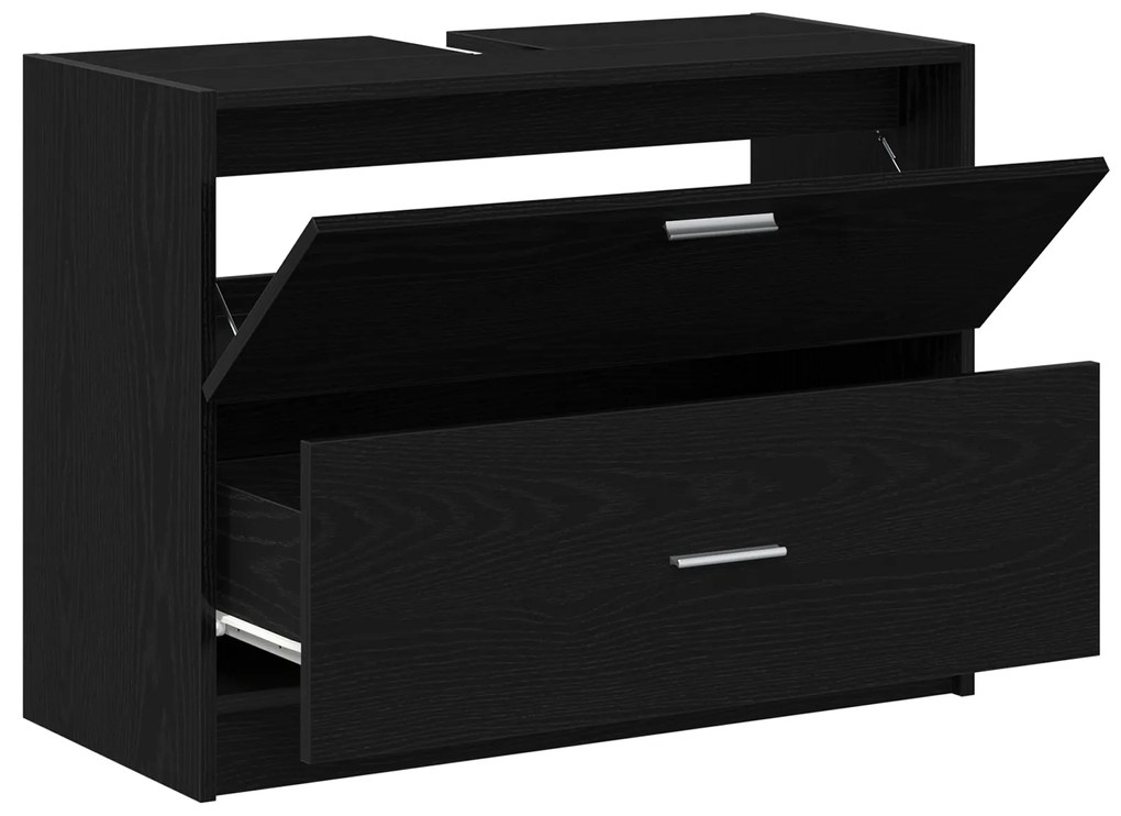 vidaXL Ντουλάπα Νιπτήρα Μαύρη Δρύς 78x37x59 εκ Επεξεργασμένο Ξύλο