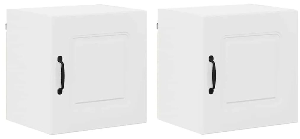 vidaXL Κρεμαστό ντουλάπι κουζίνας με ράφι 2 pcs Υψηλής γυαλάδας λευκό