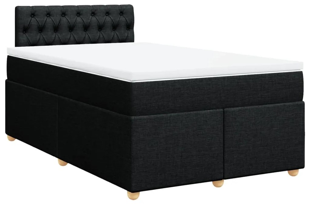 vidaXL Κρεβάτι Boxspring με Στρώμα Μαύρο 120x190 εκ. Υφασμάτινο