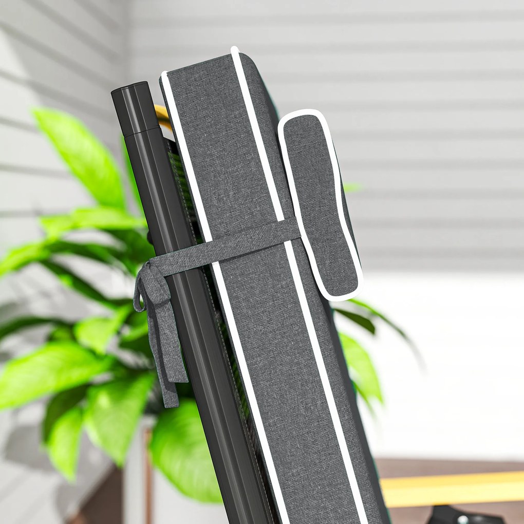 Outsunny Μαξιλάρι Καθίσματος 120 x 47 x 9,5 cm αδιάβροχο Μαξιλάρι Καρέκλας με κορδόνια, προσκέφαλο, UPF50+ Σκούρο Γκρι