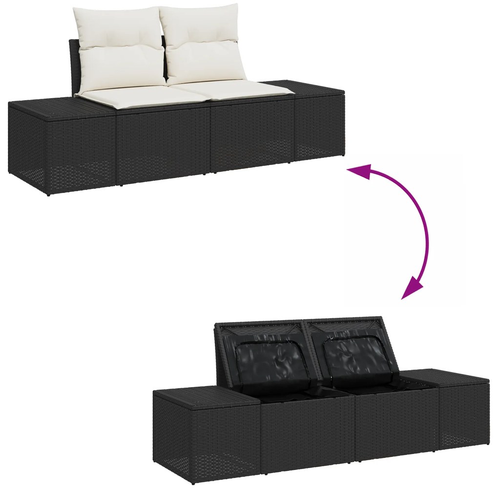 vidaXL Σετ Καναπέ Κήπου 8 pcs Μαύρος, λευκός 55 x 55 x 37 εκ