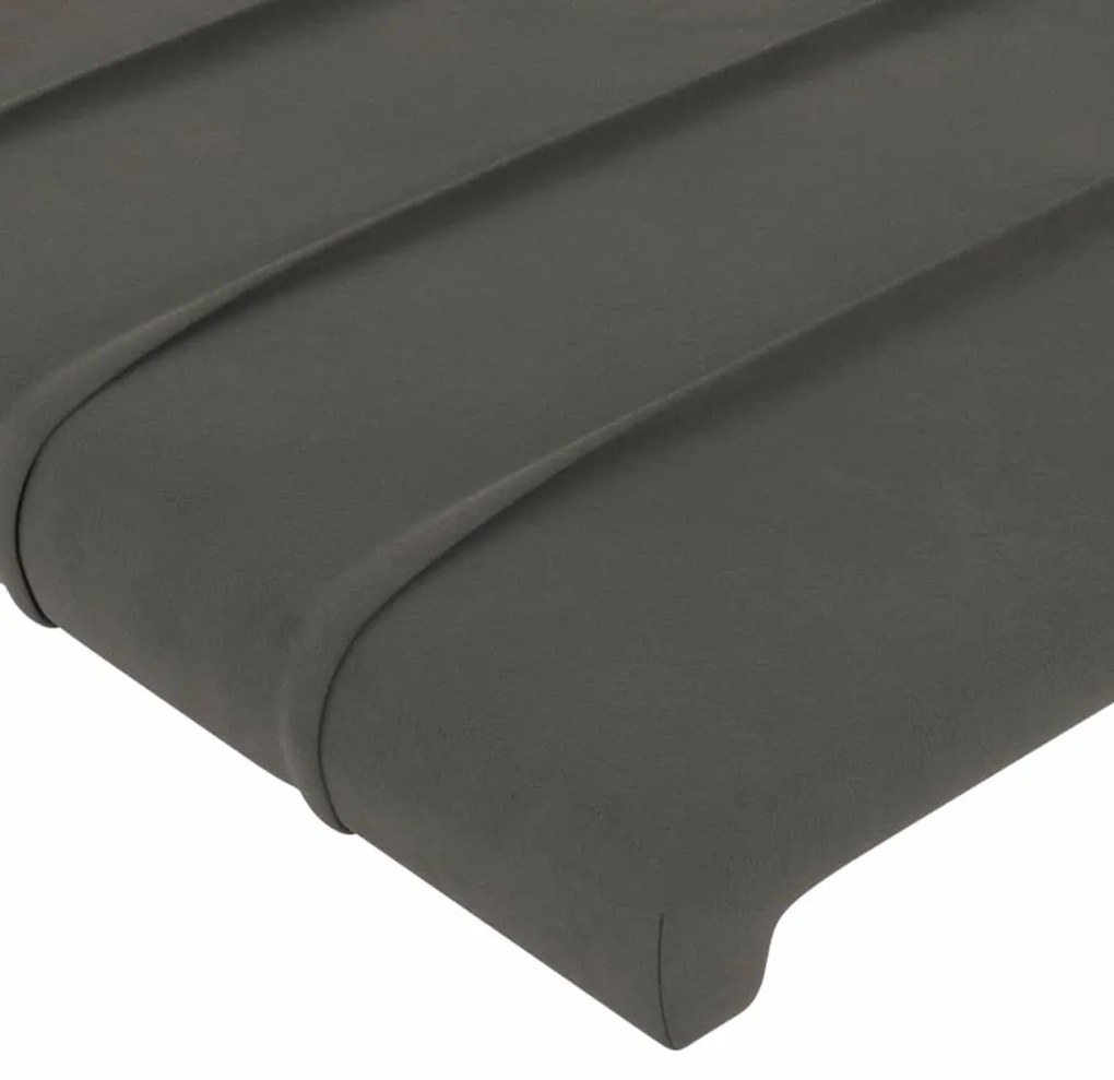 Κεφαλάρι Κρεβατιού LED Σκούρο Γκρι 183x16x118/128εκ. Βελούδινο 3124249