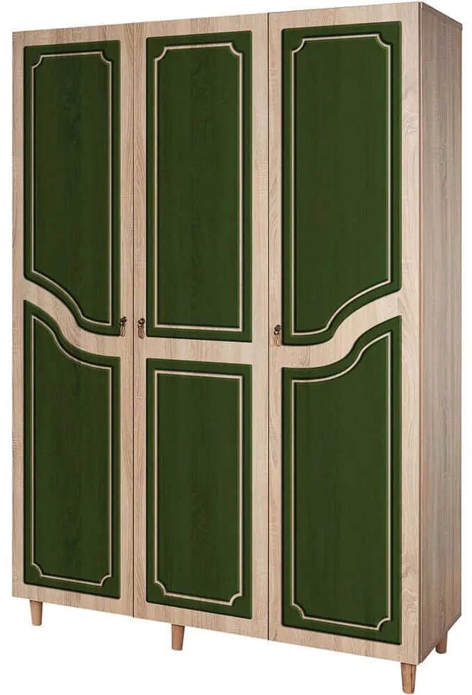 Ντουλάπα Τρίφυλλη Mode 863SPH4219 135x52x192cm Oak-Green Three Door