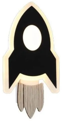 Απλίκα Παιδικό Φωτιστικό Τοίχου Nasa LED 5.5W 3000K 385LM MDF ACA-ZM21005WBK-Μαύρο ZM21005WBK
