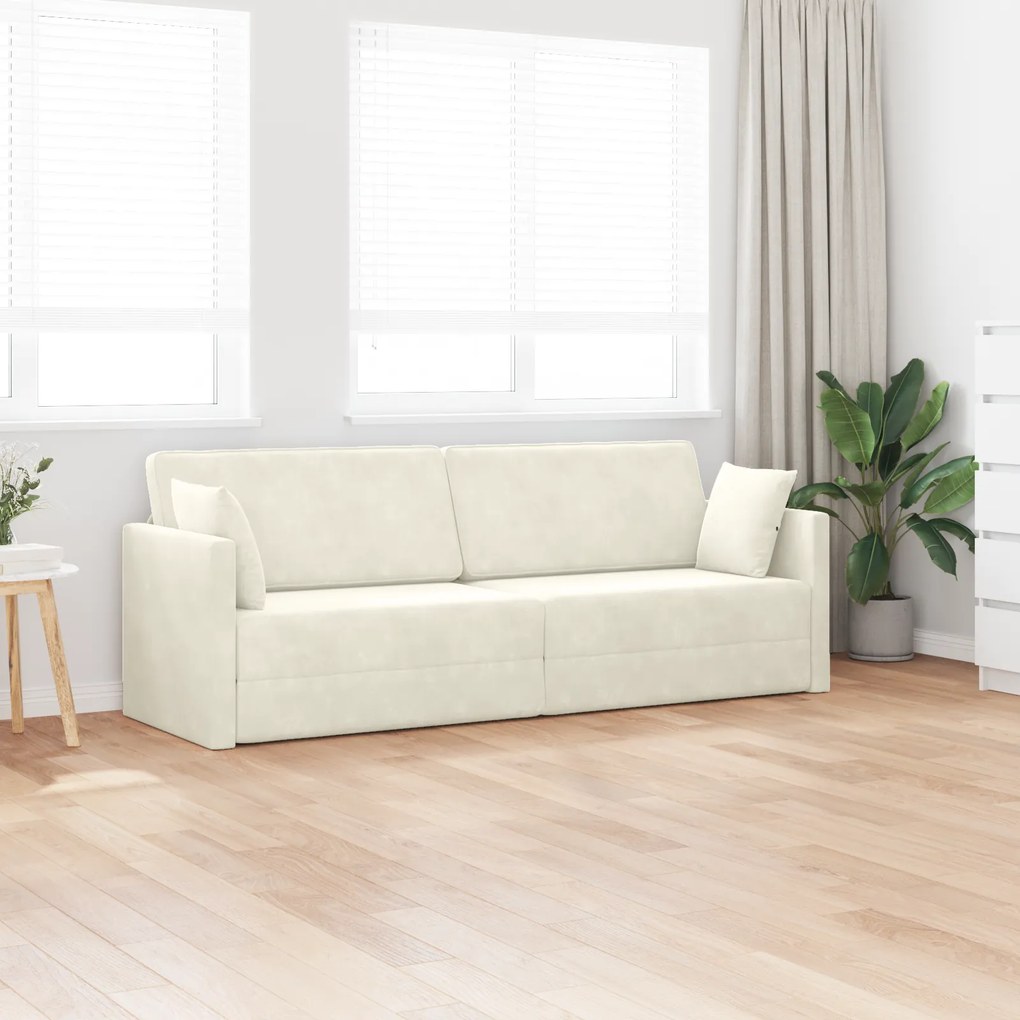 vidaXL Καναπές Κρεβάτι 2 σε 1 Κρεμ 213x144x60 cm Βελούδιο