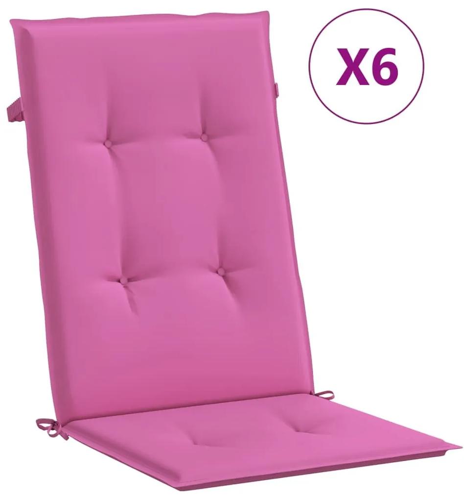 Μαξιλάρια Καρέκλας με Πλάτη 6 τεμ. Ροζ Υφασμάτινα - Ροζ