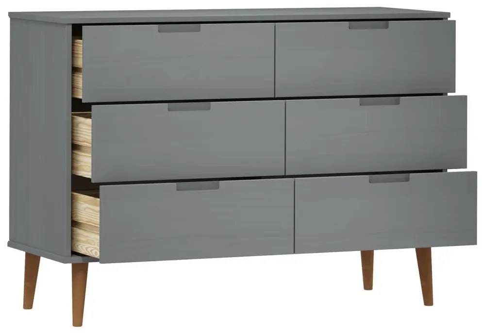 vidaXL Συρταριέρα MOLDE Γκρι 113x40x80 εκ. από Μασίφ Ξύλο Πεύκου