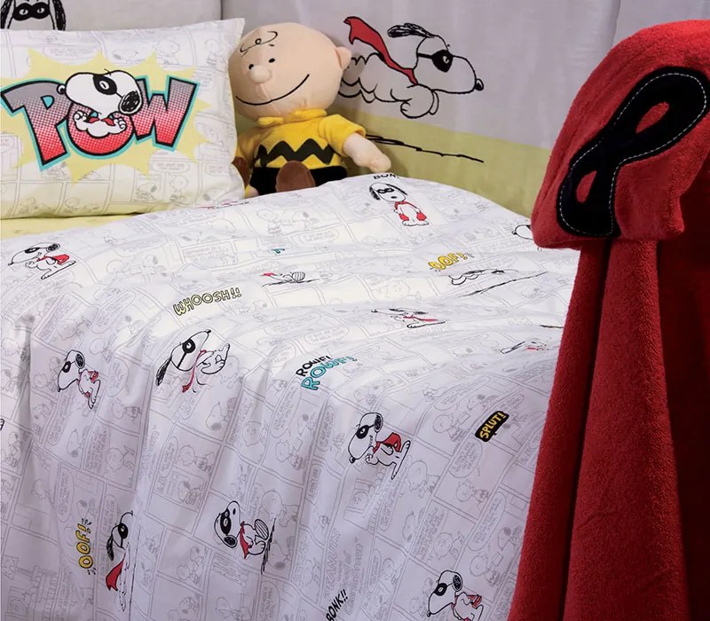 Σετ Σεντόνια Κούνιας Snoopy Mask Hero White 2x(120x170) + 1x(30x40) - Nef-Nef Homeware