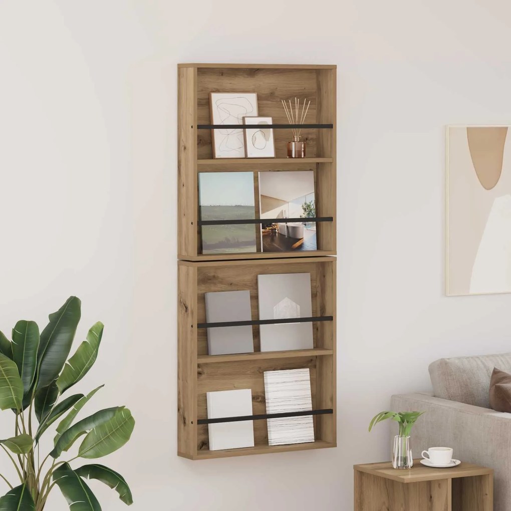 Ράφι Περιοδικών με ράφι 2 pcs Artisan Oak 60 x 12 x 70 εκ