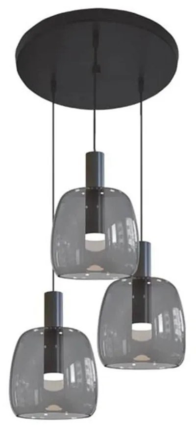Φωτιστικό Οροφής Led 1971 3x5W 3000K 90Lm Grey-Black Aluminium, Glass
