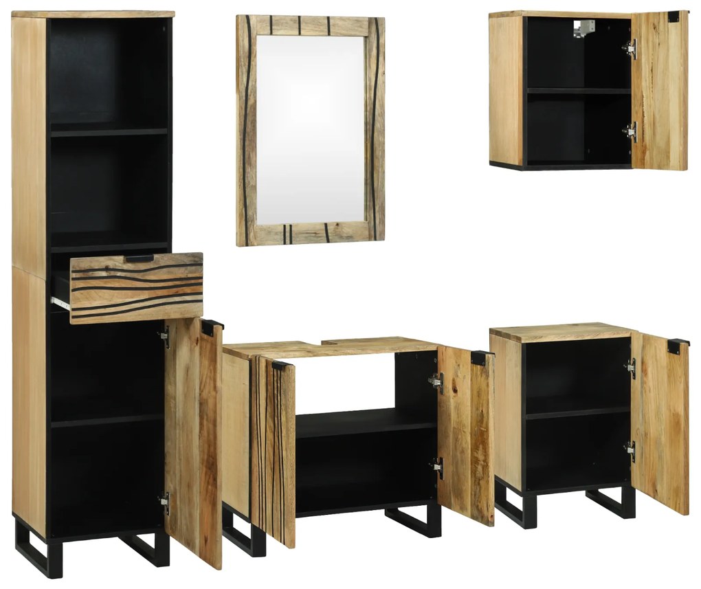 vidaXL Σετ Επίπλων Μπάνιου με συρτάρι 5 pcs Καφέ 38 x 33 x 160 εκ.