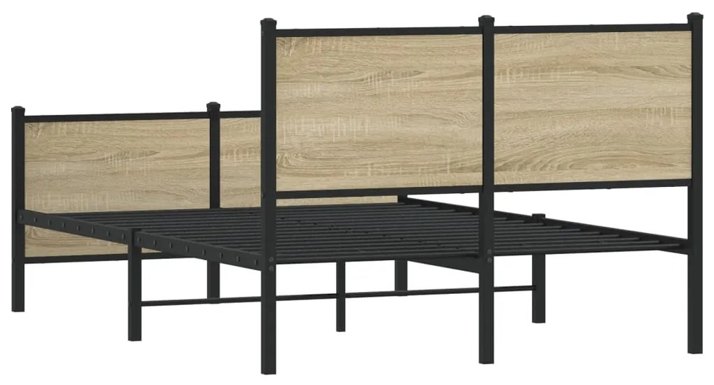 vidaXL Σκελετός Κρεβ. Χωρίς Στρώμα Sonoma Δρυς 120x200 εκ. Μεταλλικό