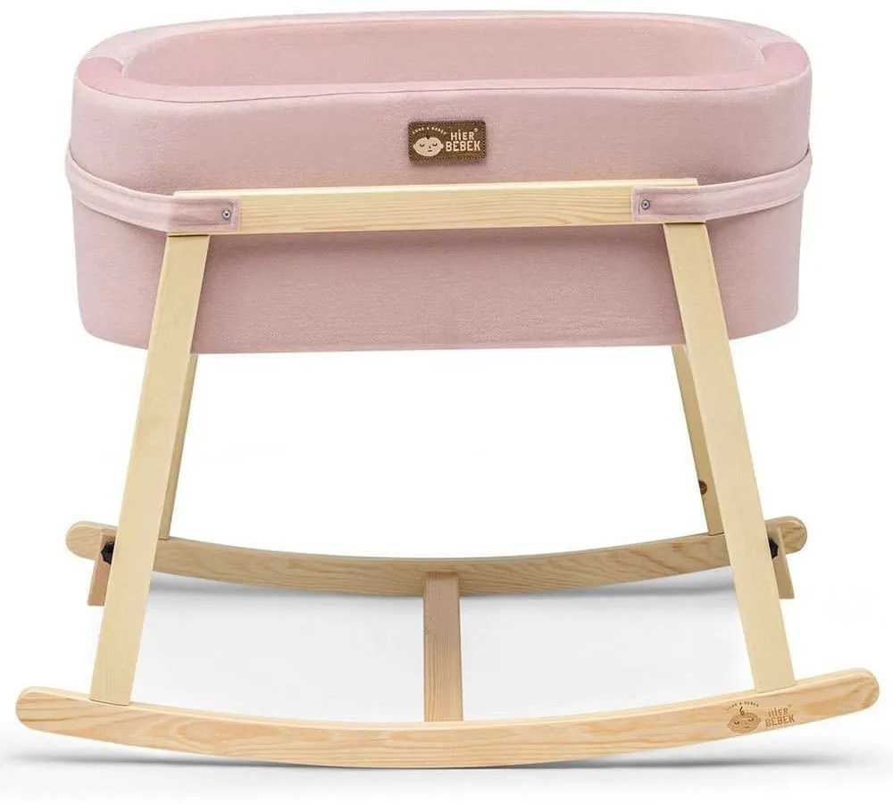 Κούνια Βρεφική Hier 676HDS1121 90x58x70cm Pink-Natural Βρεφικό