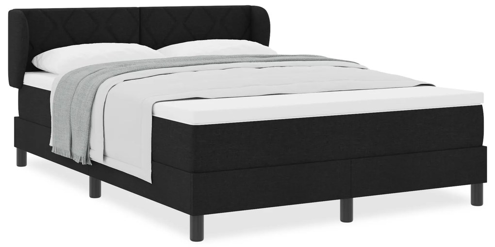 vidaXL κρεβάτι με στρώμα box spring Μαύρο 140x190 εκ Υφάσμα