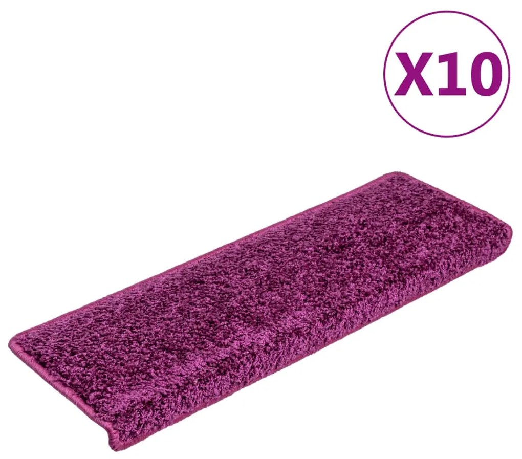 vidaXL Πατάκια Σκαλιών 10 τεμ. Μωβ Ορθογώνια Άκρη 65x21x4 εκ.