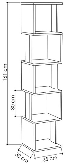 Βιβλιοθήκη Piri Megapap χρώμα λευκό 35x30x161εκ.