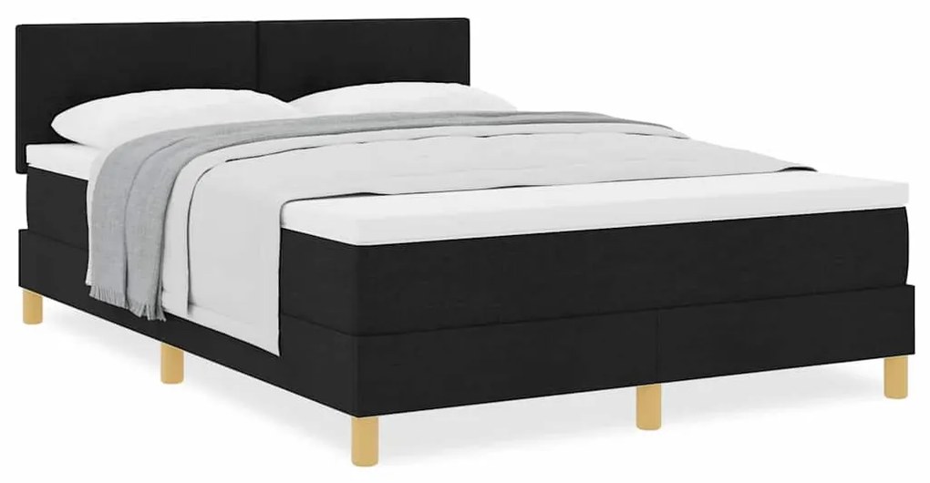 vidaXL Κρεβάτι box spring με στρώμα Μαύρο 140 x 200 cm ύφασμα